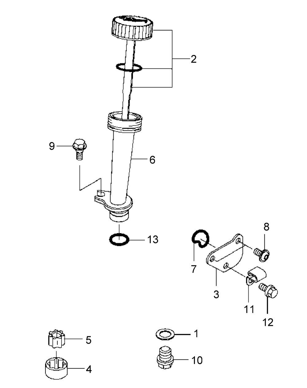 Kawasaki Fj180v-As05 Dipstick Assembly Diagram and Parts List for 56A443TH (750-XP)(2011) Cub Cadet Lawn Mower